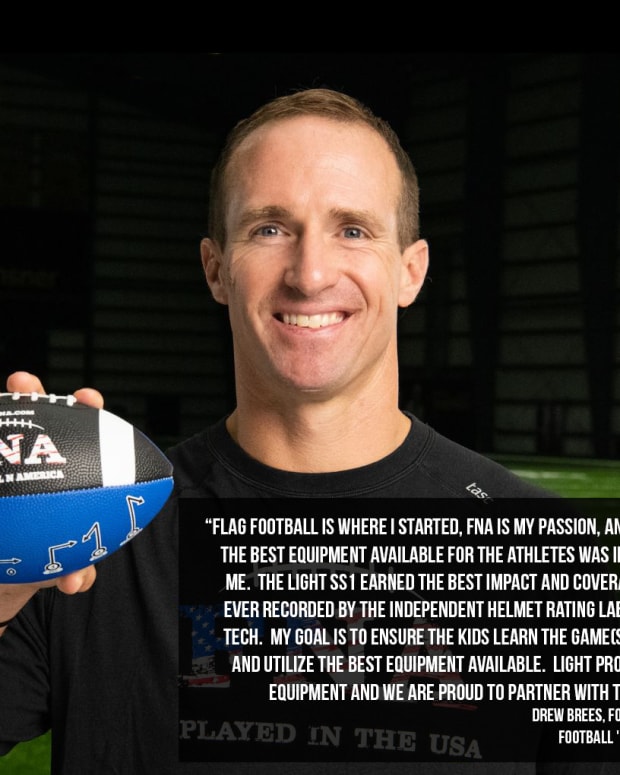 Former Saints QB Drew Brees' Football 'N' America partners with LIGHT Helmets